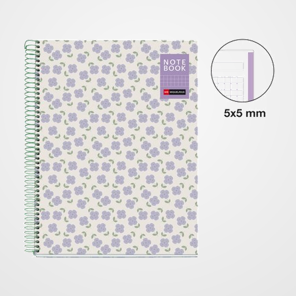 BLOC MIQUELRIUS NATURA NOTEBOOK 1 micro.tapa DURA A4 80h 90gr CUADRIC.5x5 VIOLETAS