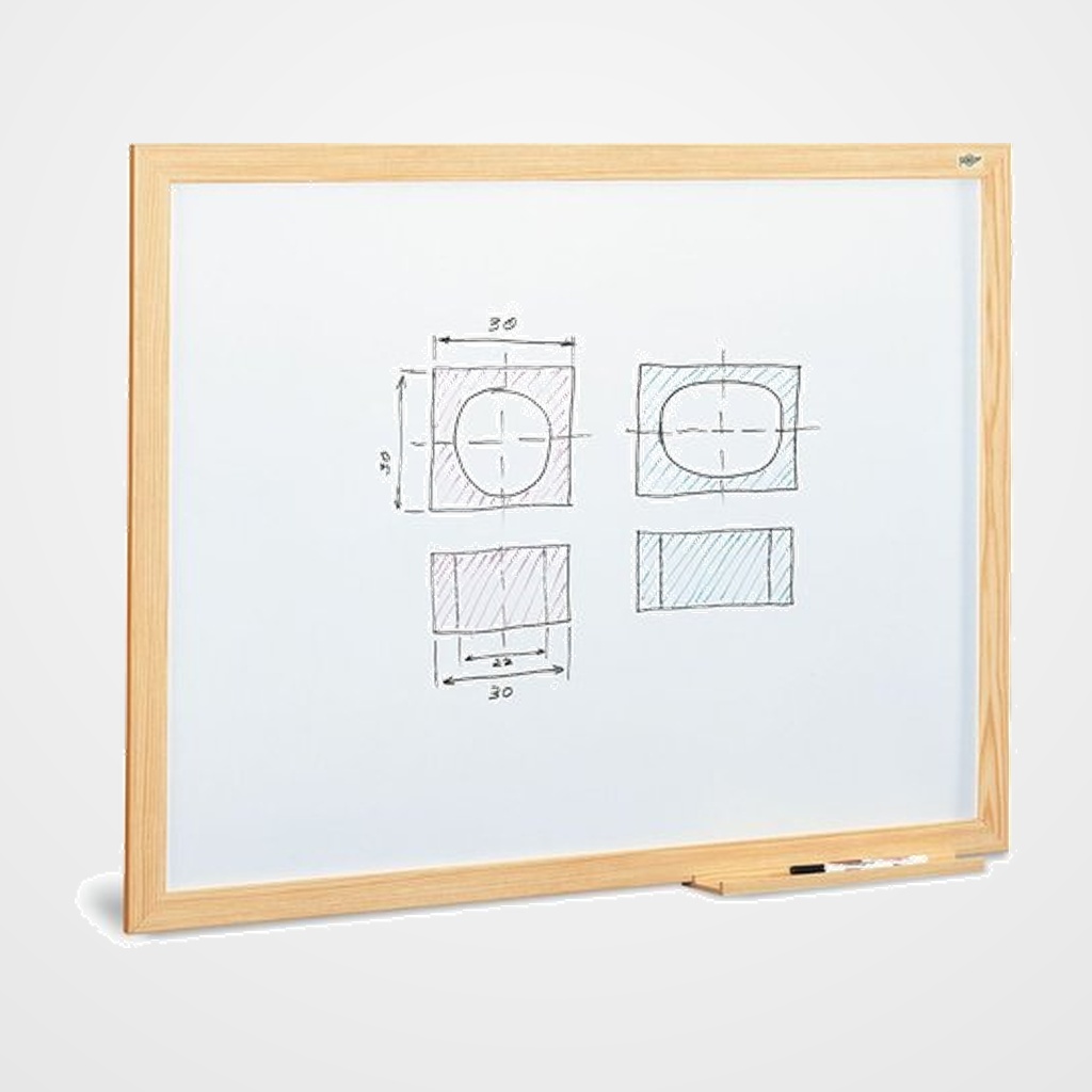 PIZARRA BLANCA FAIBO ESTRATIFICADA MARCO FIBRA 100x200 cm con CAJETIN de 40 cm
