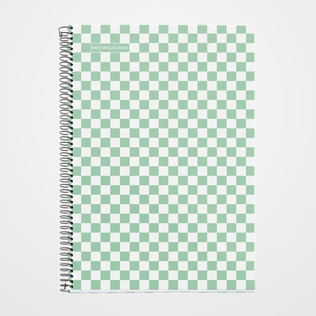 BLOC MIQUELRIUS tapa DURA Fº 80h 90g CUADRIC.4x4 DAMERO VERDE