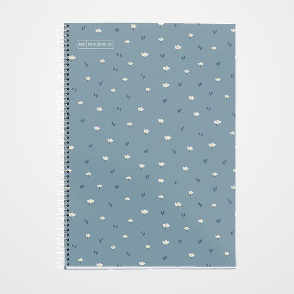 BLOC MIQUELRIUS tapa DURA Fº 80h 90g CUADRIC.4x4 FLORES AZUL