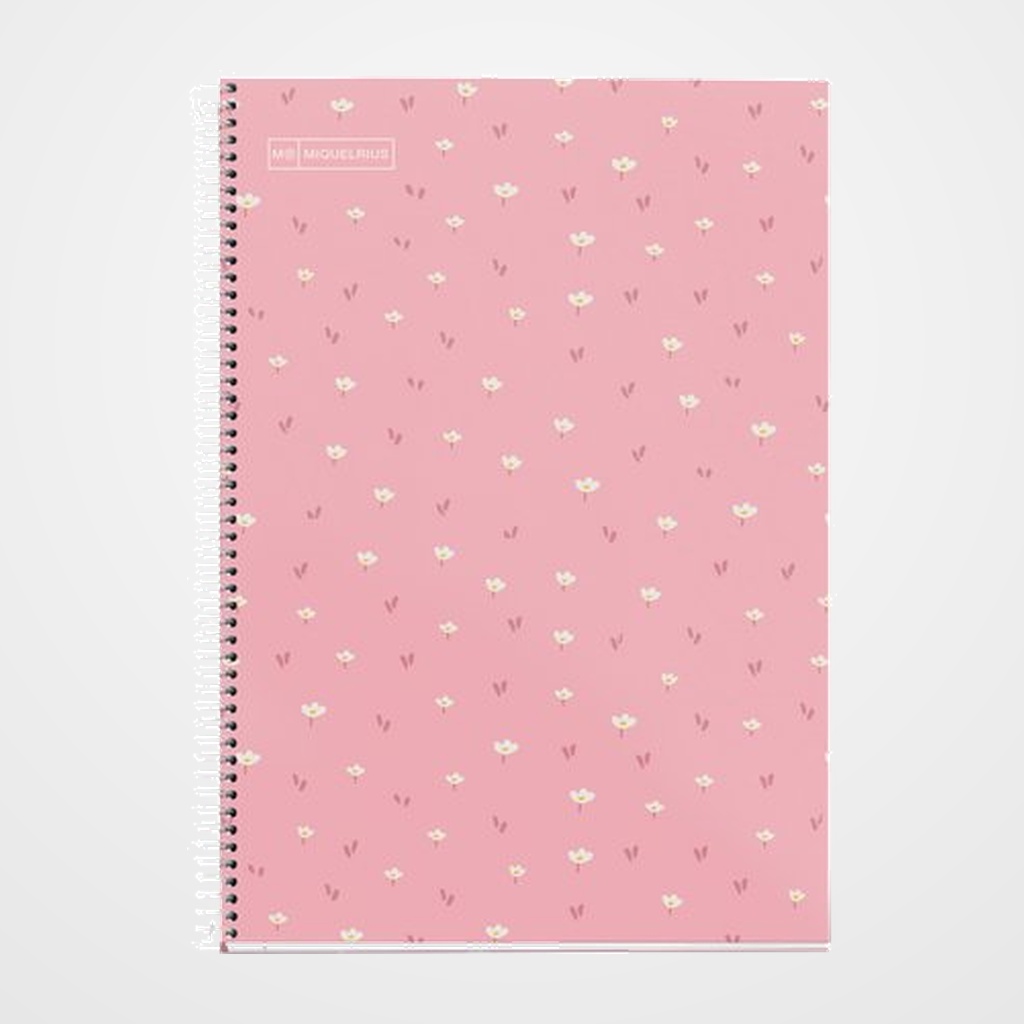 BLOC MIQUELRIUS tapa DURA Fº 80h 90g CUADRIC.4x4 FLORES ROSA