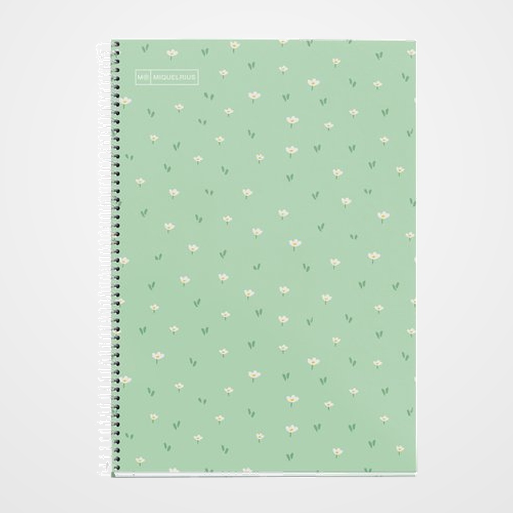 BLOC MIQUELRIUS tapa DURA Fº 80h 90g CUADRIC.4x4 FLORES VERDE