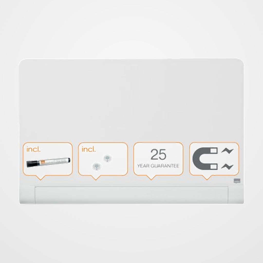 PIZARRA CRISTAL MAGNETICA NOBO DIAMOND REDONDEADA  993x559 BLANCA