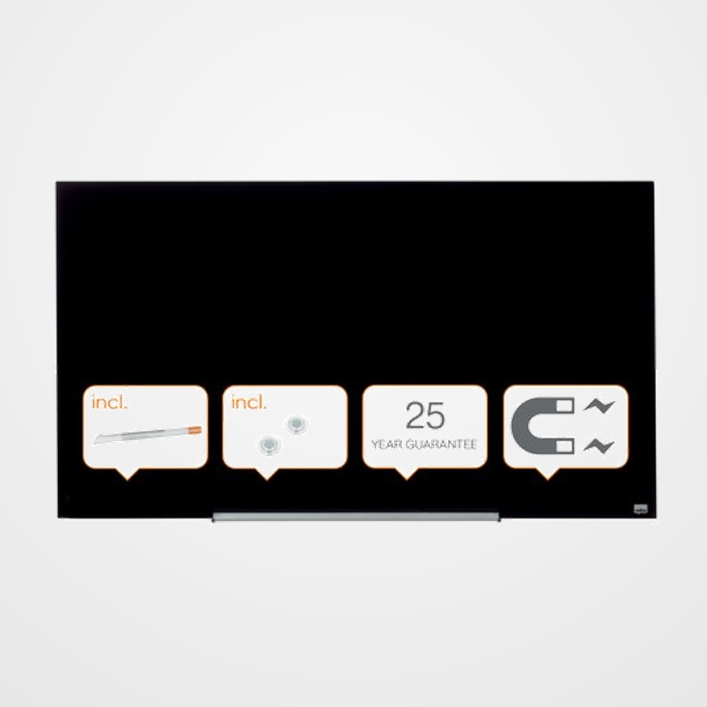 PIZARRA CRISTAL MAGNETICA NOBO DIAMOND 1260x711 NEGRA