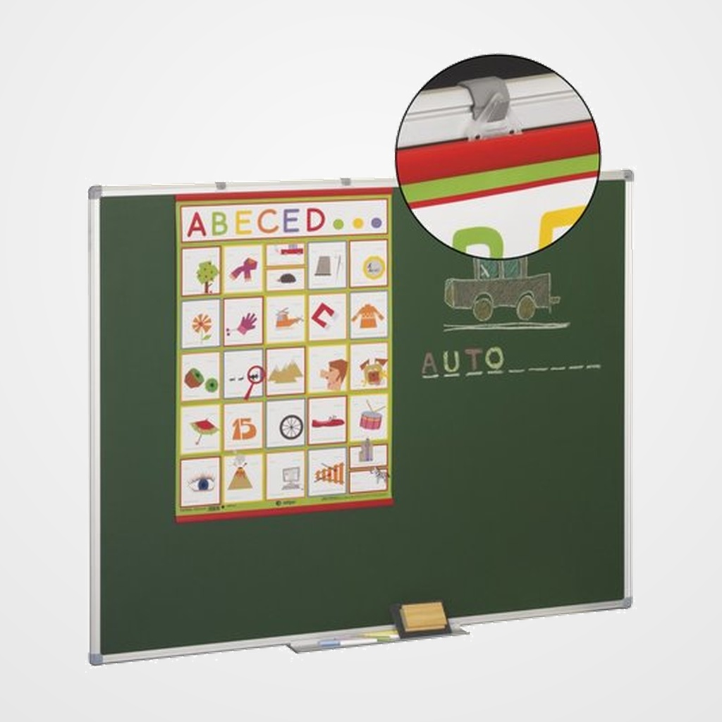 PIZARRA VERDE MARCO ALUMINIO 122x150 cm con CAJETIN de 40 cm