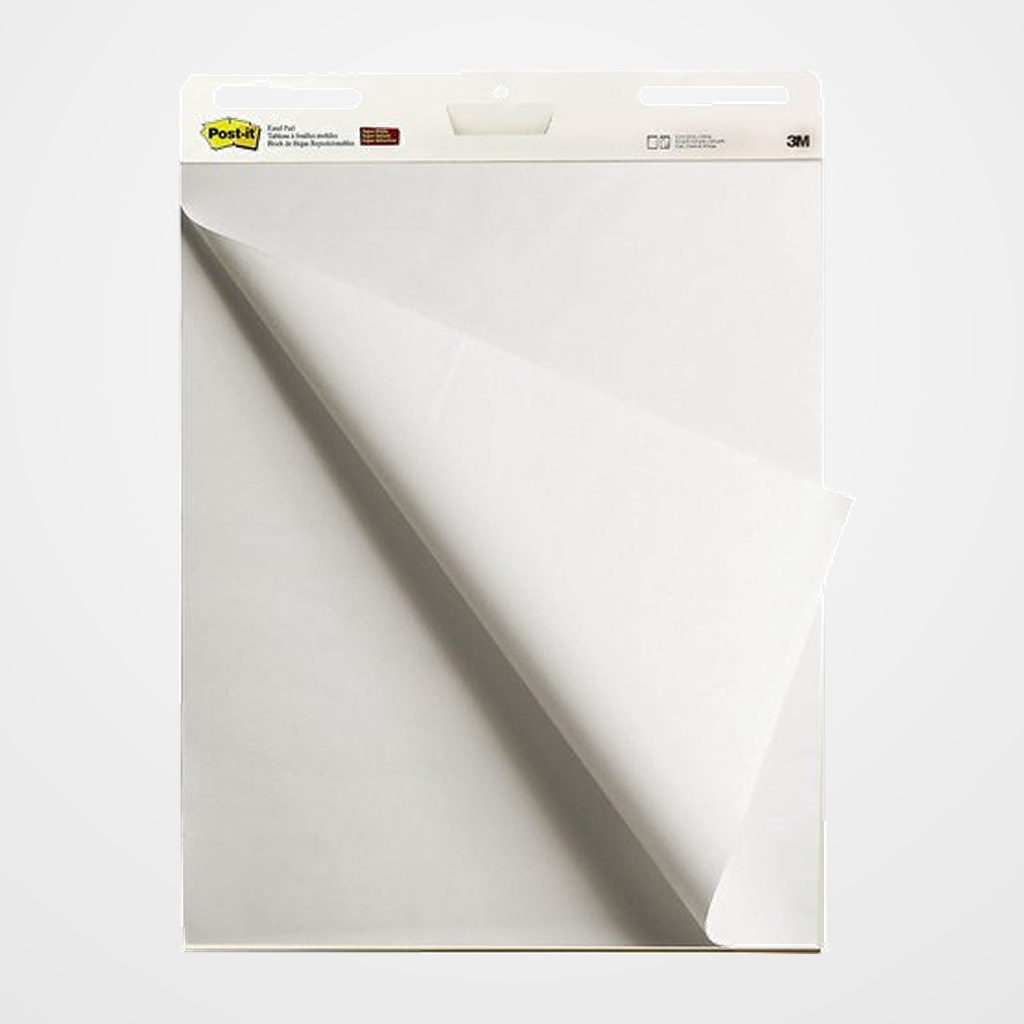 [10001416] BLOC PIZARRA POST-IT 63,5x76,2 cm LISO 30h RECICLADO BLANCO