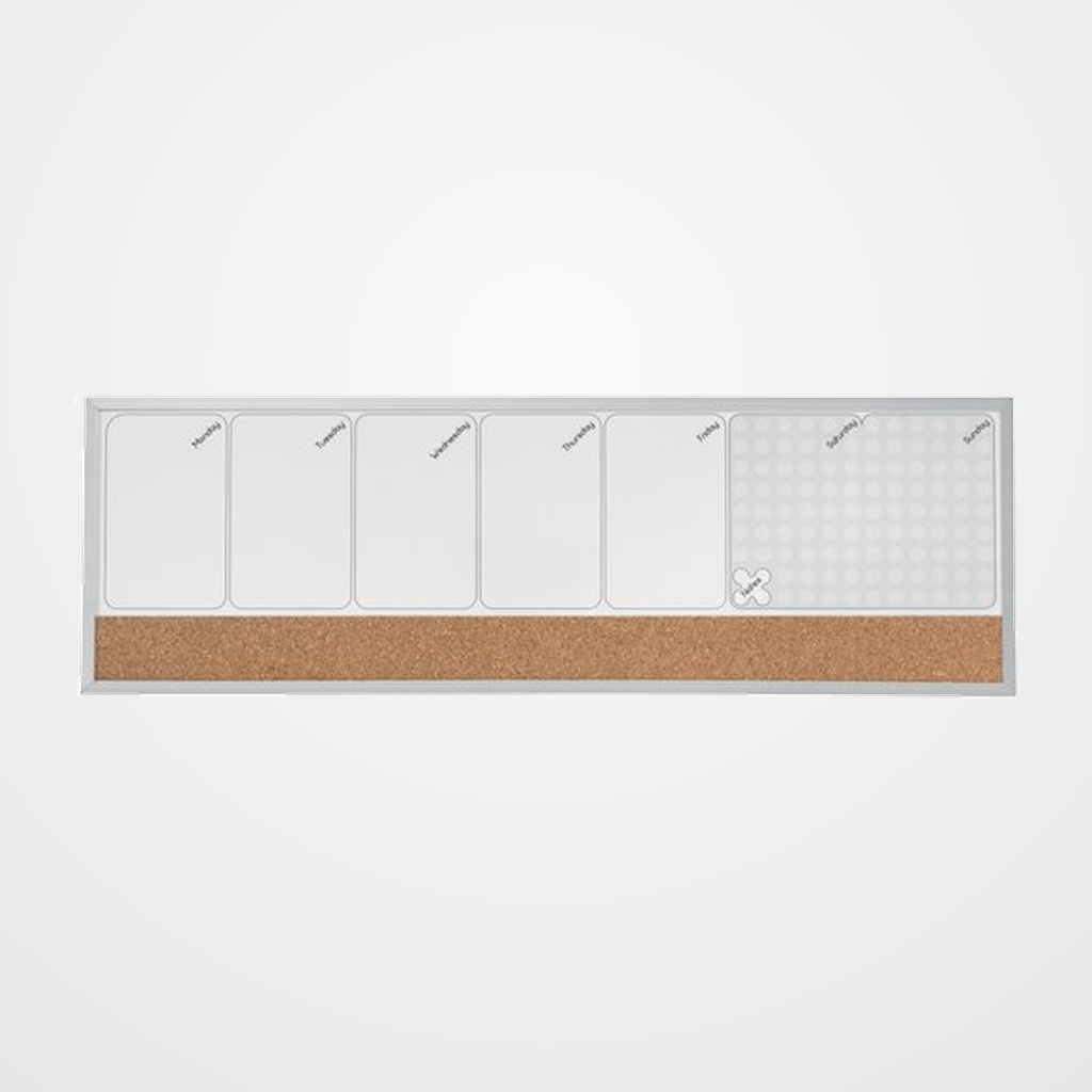 PIZARRA DOBLE USO NOBO (ORGANIZADOR MAGNETICO SEMANAL + CORCHO) 585 x 190 mm