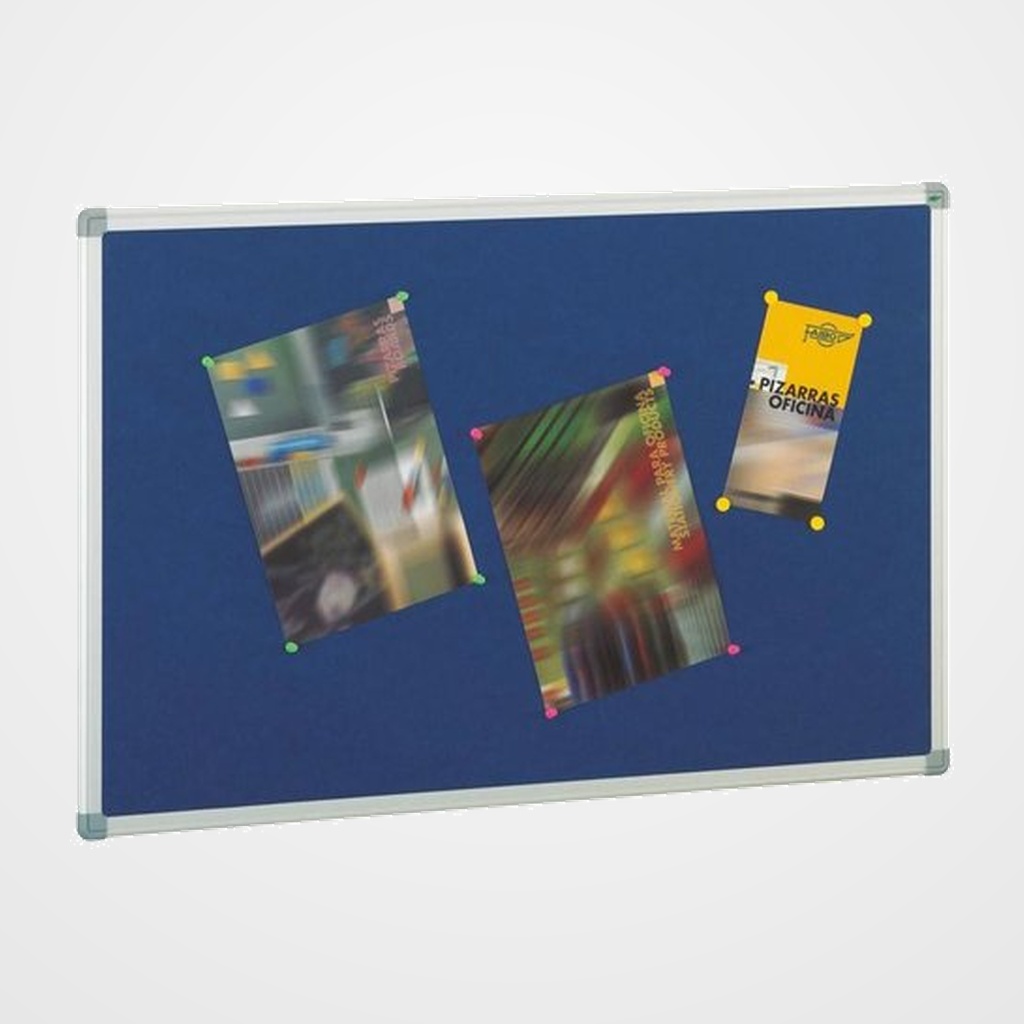 TABLERO de CORCHO FAIBO SOLIDO TAPIZADO MARCO ALUMINIO 90x120 cm AZUL