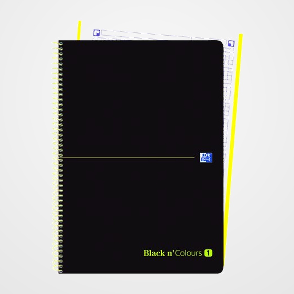 BLOC OXFORD BLACK N´COLORS EU.BOOK 1 micro.tapa PP A4+ 80h CUADRIC. 5x5 90g NEGRO/LIMA