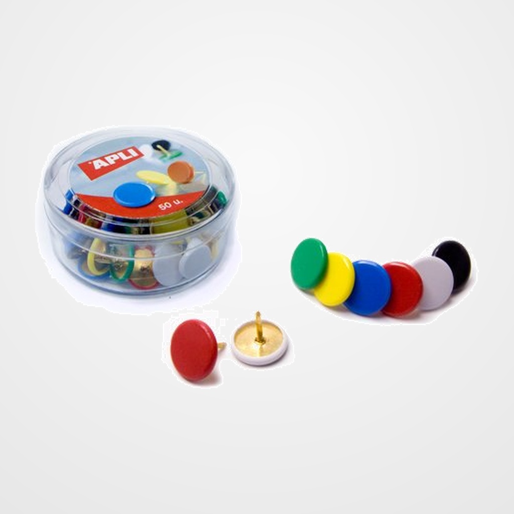 CHINCHETA APLI PLASTIF. COLOR PLANA CAJA de 50 SURTIDAS