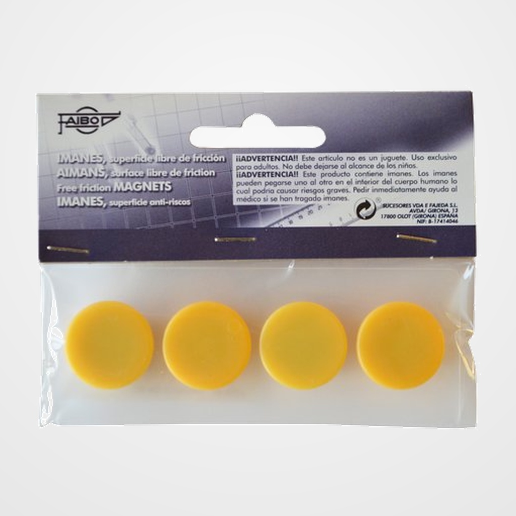 [24410200] IMANES REDONDOS FAIBO 20 mm AMARILLO BOLSA de 4