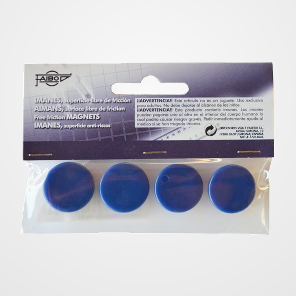 IMANES REDONDOS FAIBO 20 mm AZUL BOLSA de 4