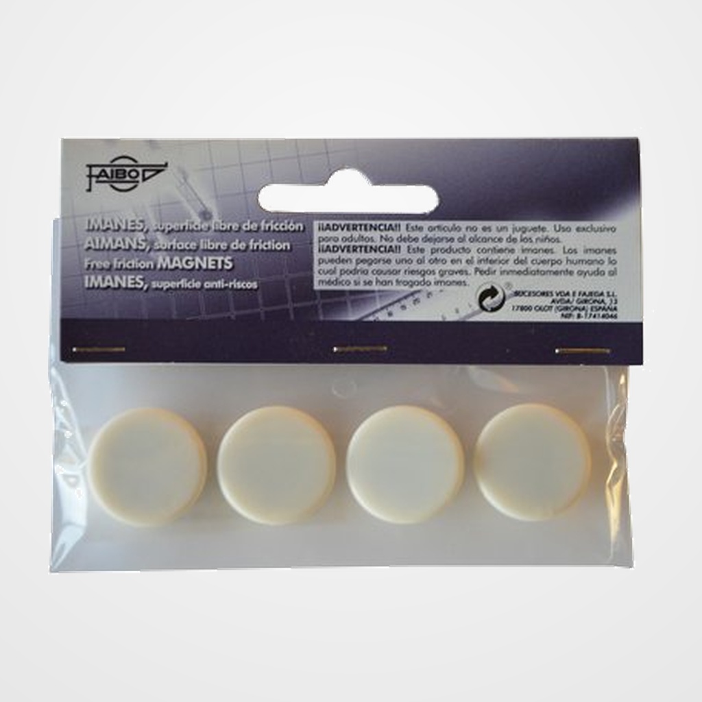 [24410214] IMANES REDONDOS FAIBO 20 mm BLANCO BOLSA de 4
