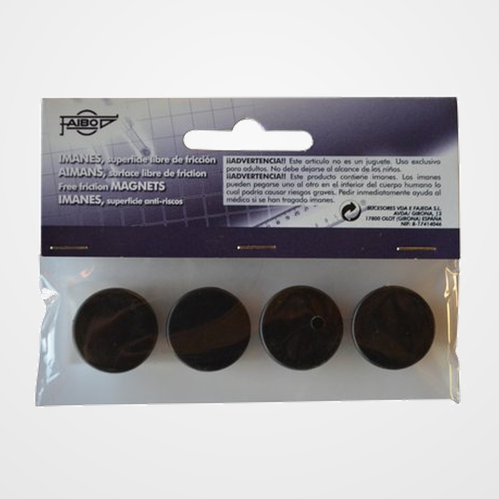 [24410215] IMANES REDONDOS FAIBO 20 mm NEGRO BOLSA de 4