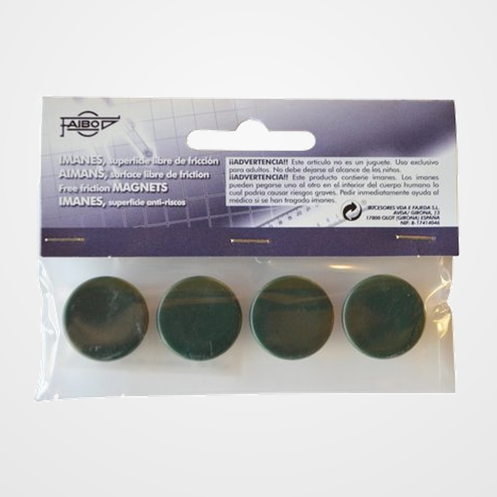 IMANES REDONDOS FAIBO 20 mm VERDE  BOLSA de 4