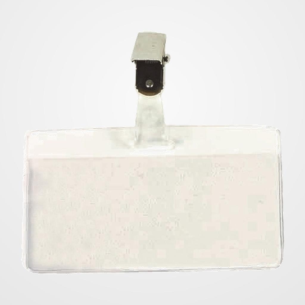 [19801559] FUNDA DISTINTIVO IBERPLAS TRANSPARENTE APAISADA con PINZA 53x100mm PAQUETE de 100