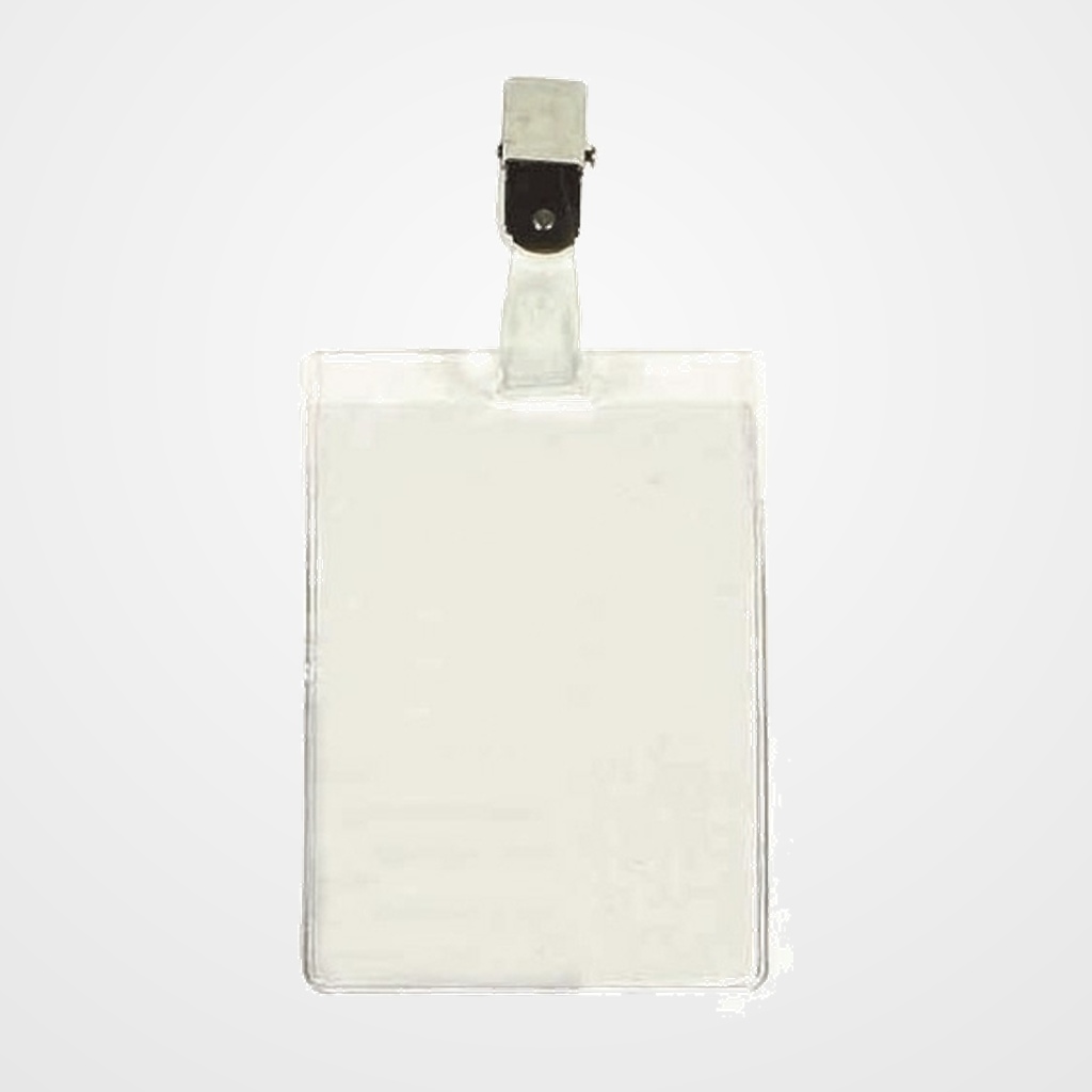 FUNDA DISTINTIVO IBERPLAS TRANSPARENTE NATURAL con PINZA 90x62mm PAQUETE de 100