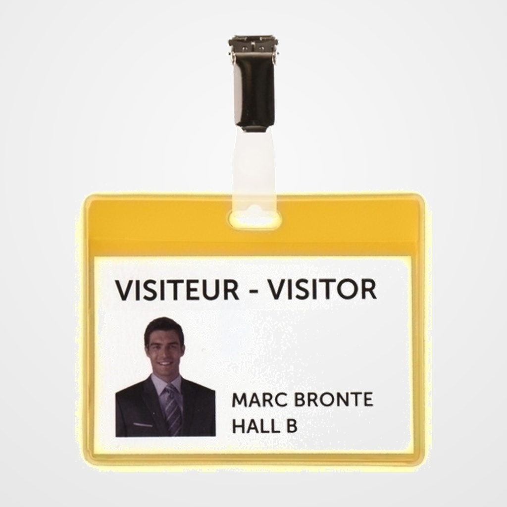 FUNDA DISTINTIVO TARIFOLD PVC con PINZA 82,5x103mm AMARILLO PAQUETE de 25