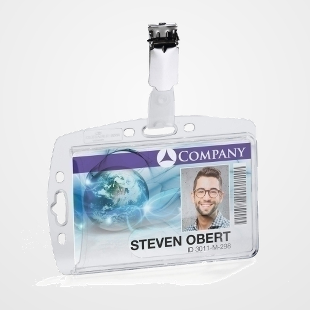 IDENTIFICADOR DURABLE RIGIDO 8005 con PINZA PARA TARJETAS DE IDENTIFICACION Y PASES DE SEGURIDAD PAQUETE de 25