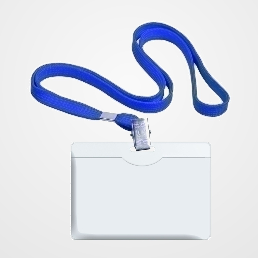 FUNDA DISTINTIVO FOROFIS RIGIDA con CINTA AZUL 57x90mm CAJA DE 50