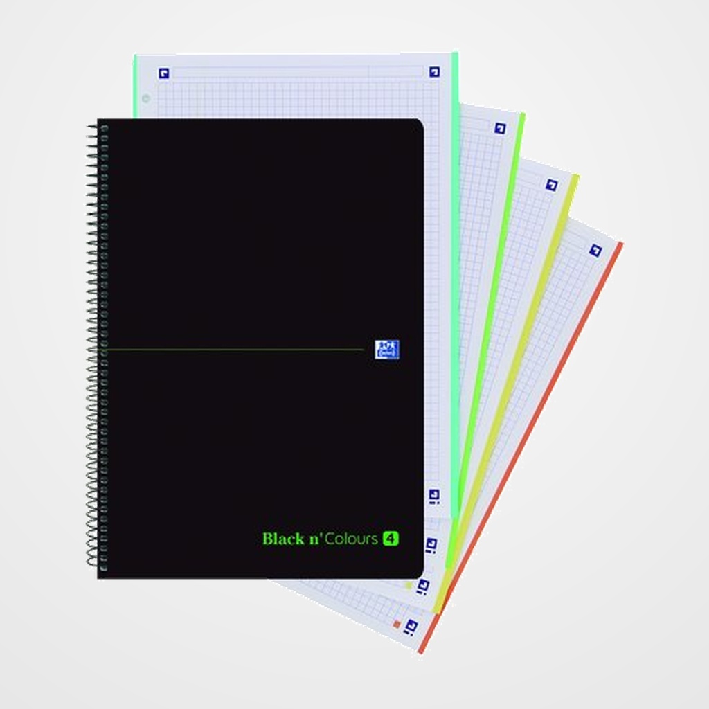 BLOC OXFORD BLACK N´COLORS EU.BOOK 4 micro.tapa PP A4+ 80h CUADRIC. 5x5 90g