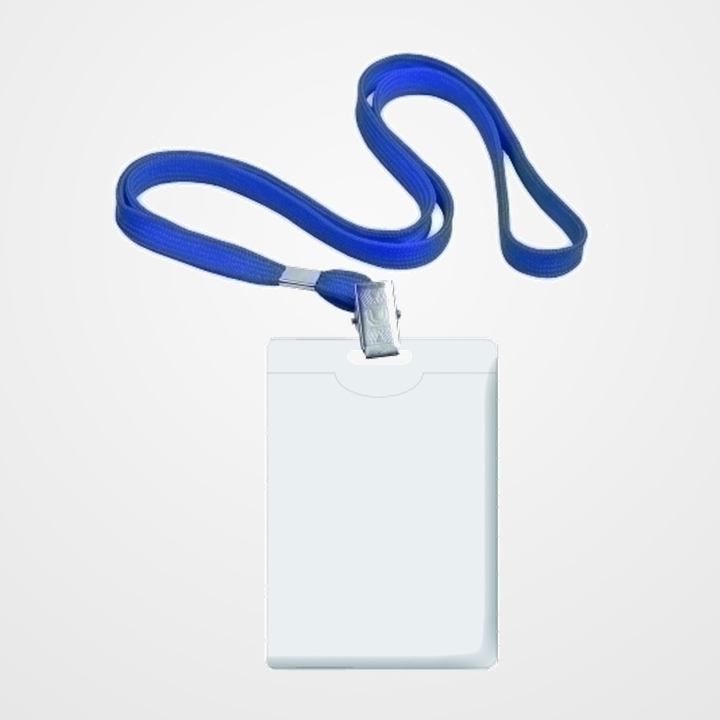 FUNDA DISTINTIVO FOROFIS VERTICAL con CINTA AZUL 90x58mm CAJA DE 50