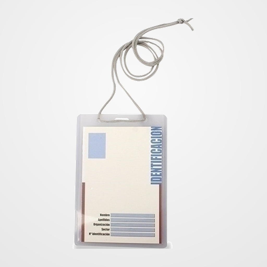 FUNDA DISTINTIVO IBERPLAS PVC 200µ PL.NJ.con CORDON AJUSTABLE 90x132mm PAQUETE de 50