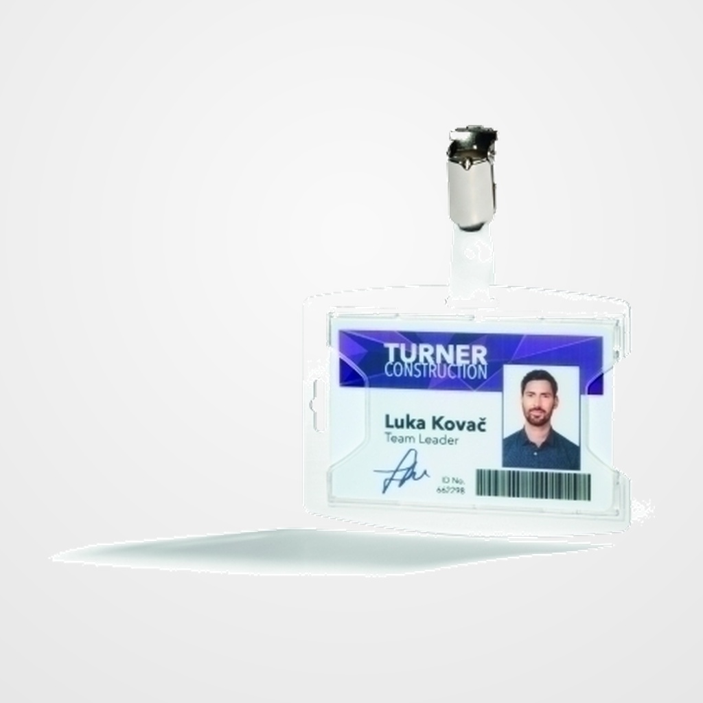 FUNDA DISTINTIVO DURABLE reXycle con PINZA PARA 1 TARJETA DE IDENTIFICACION TRANSPARENTE PAQUETE de 25