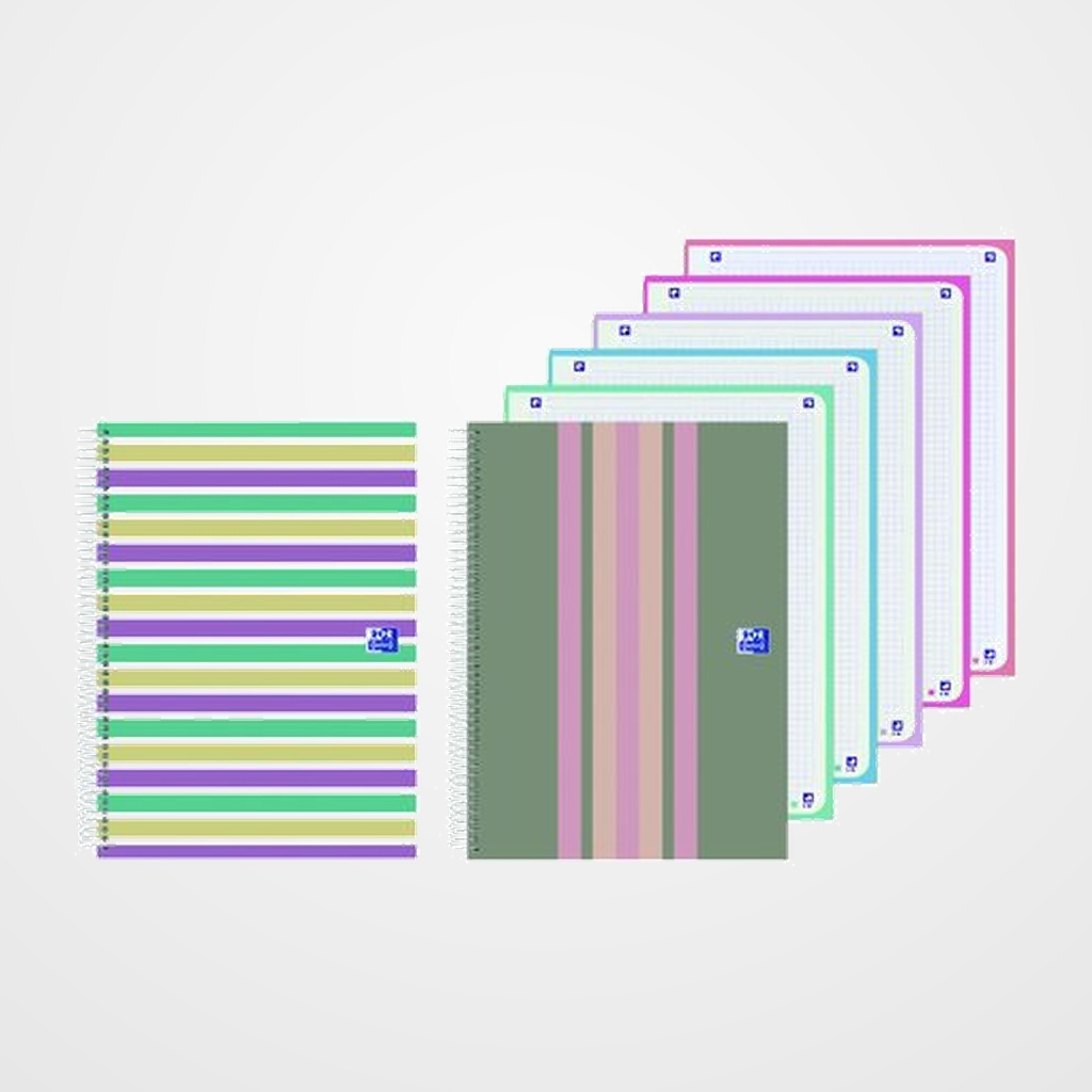 BLOC OXFORD EU.BOOK 5 SEPARADORES micro.tapa EXTRA A4+ 120h CUADRIC.5x5 90g COLOR BLOCK SURTIDO (2 mod.)
