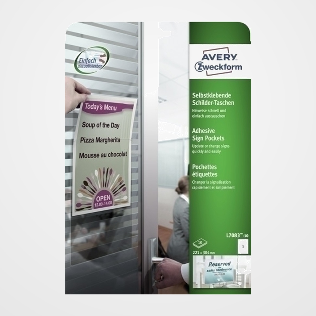 FUNDA PORTA CARTELES AVERY VERTICAL A4+ PERMANENTE CAJA DE 10