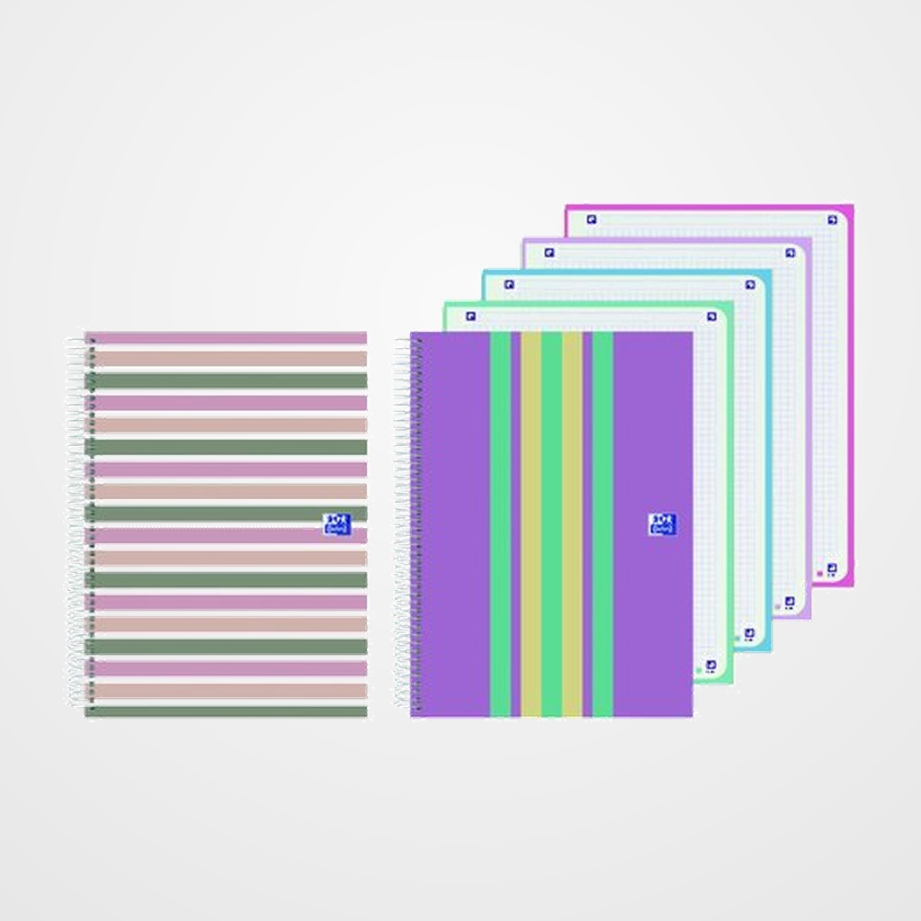 BLOC OXFORD EU.BOOK 5 SEPARADORES micro.tapa EXTRA A5+ 120h CUADRIC.5x5 90g COLOR BLOCK SURTIDO (2 mod.)