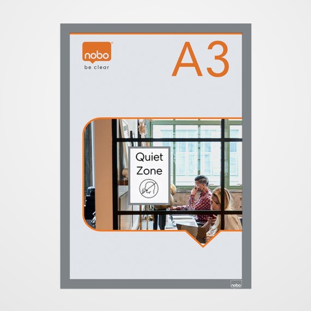 MARCO NOBO MAGNETICO AUTOADHESIVO A3 PLATA BOLSA DE 2