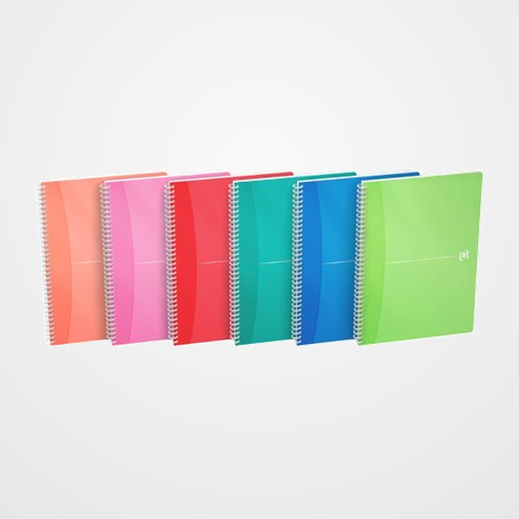 BLOC OXFORD OFFICE MY COLOURS tapa PP A4 90h CUADRIC.5x5 C/REGLA 90g COL.SUR.(5)