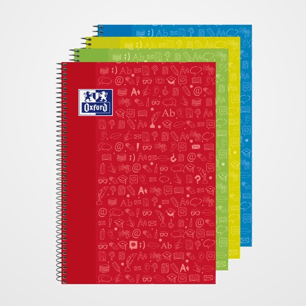 BLOC OXFORD SCHOOL ASIGNATURAS LENGUA tapa EXTRA Fº 80h CUADRIC.4x4 90g SURTIDO (4 col.)