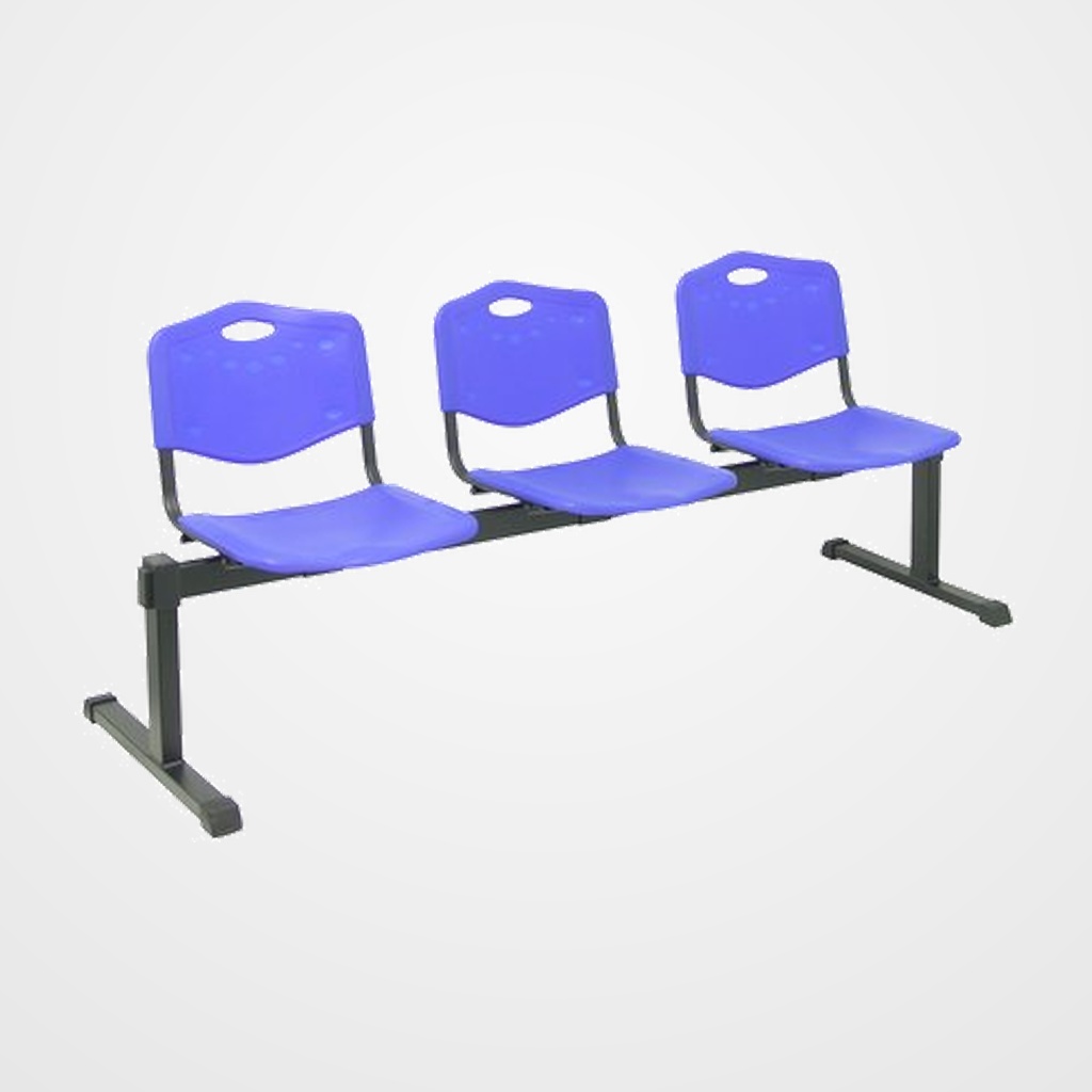 BANCADA PIQUERAS Y CRESPO POZOHONDO 3 PLAZAS ASIENTO Y RESPALDO PVC AZUL