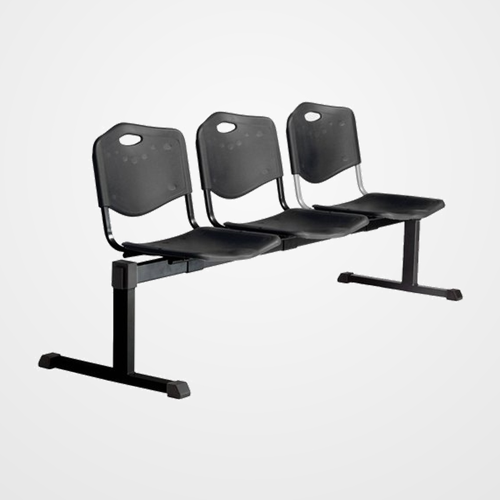 BANCADA PIQUERAS Y CRESPO POZOHONDO 3 PLAZAS ASIENTO Y RESPALDO PVC NEGRO