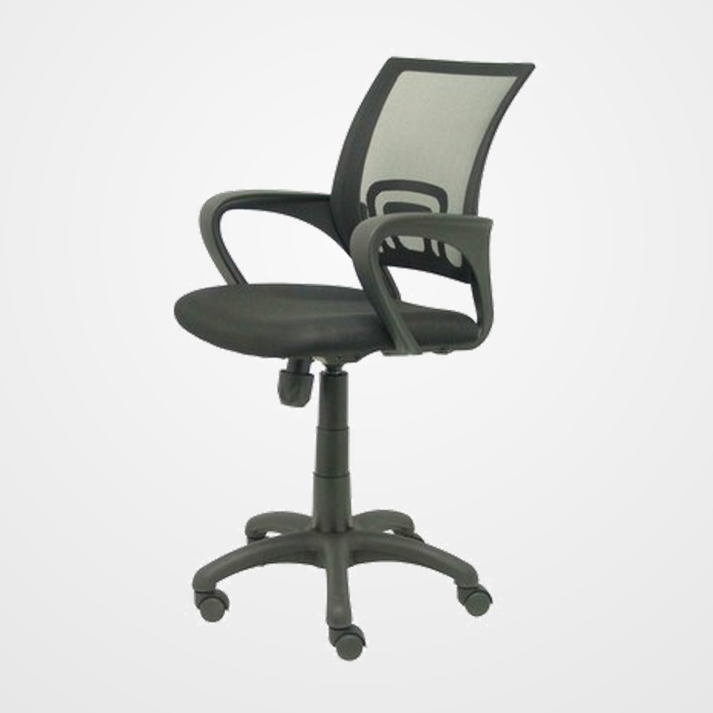 SILLA PIQUERAS Y CRESPO VIANOS BRAZOS FIJOS MECANISMO BASCULANTE CON REGULADOR DE PRESION ELEVACION DEL ASIENTO EN ALTURA RESPALDO MALLA TRANSPIRABLE NEGRA Y TAPIZADO ARAN NEGRO