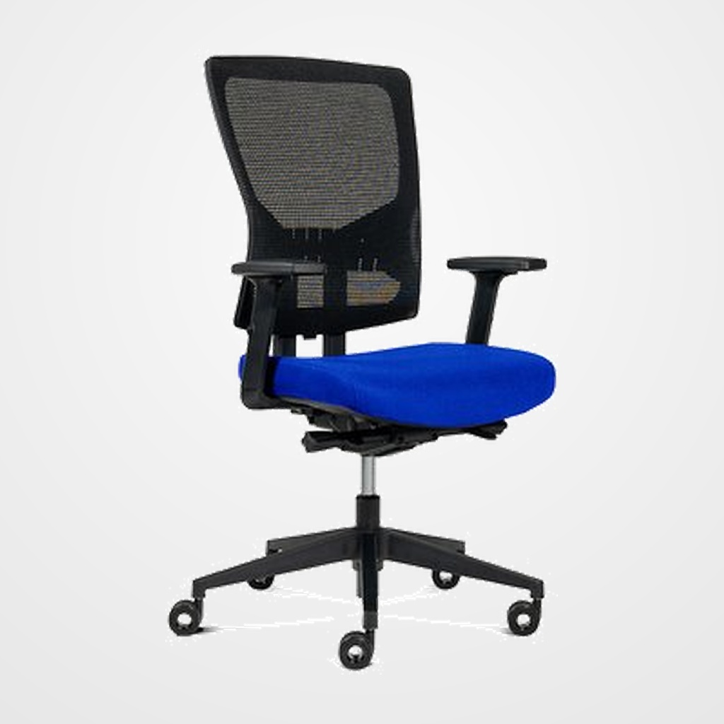 SILLA ROCADA SOPORTE LUMBAR Y RESPALDO REGULABLE EN ALTURA TAPIZADO TELA IGNIFUGA AZUL