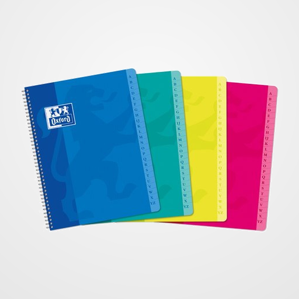 BLOC OXFORD SCHOOL A5+ 90h CUADRIC.5x5 INDICE ALFABETICO 4 COL.SUR.