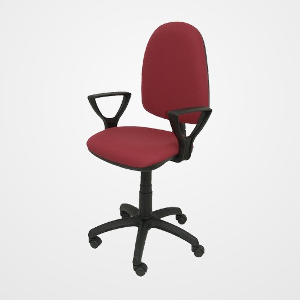 SILLA PIQUERAS Y CRESPO AYNA BRAZOS FIJOS MECANISMO CONTACTO PERMANENTE CON REGULACION DE PROFUNDIDAD ASIENTO Y RESPALDO TAPIZADO BALI GRANATE