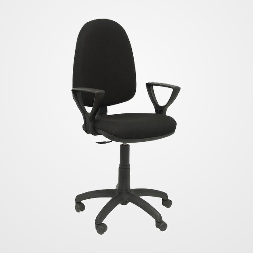 SILLA PIQUERAS Y CRESPO AYNA BRAZOS FIJOS MECANISMO CONTACTO PERMANENTE CON REGULACION DE PROFUNDIDAD ASIENTO Y RESPALDO TAPIZADO BALI NEGRO