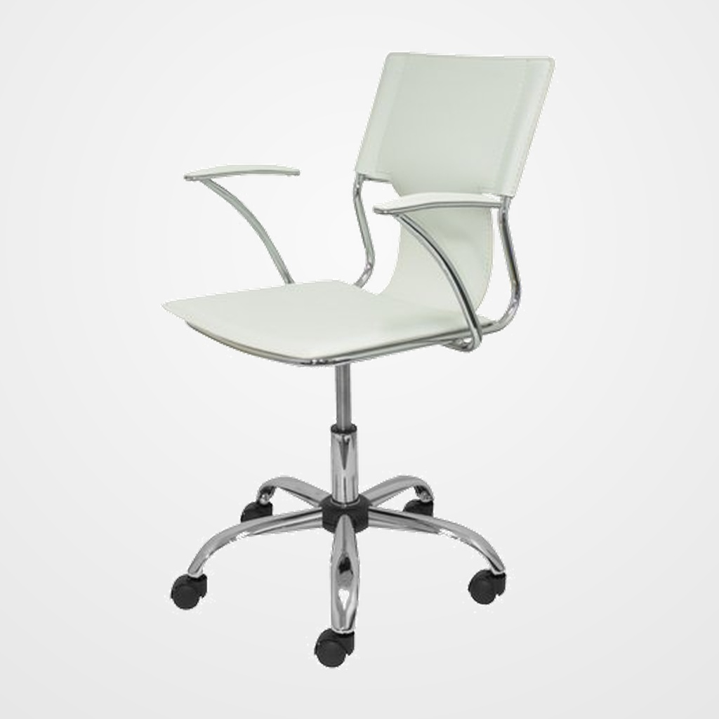 SILLA PIQUERAS Y CRESPO BOGARRA BRAZOS FIJOS MECANISMO BASICO GIRATORIA 360º ASIENTO Y RESPALDO TAPIZADOS SIMILPIEL BLANCO