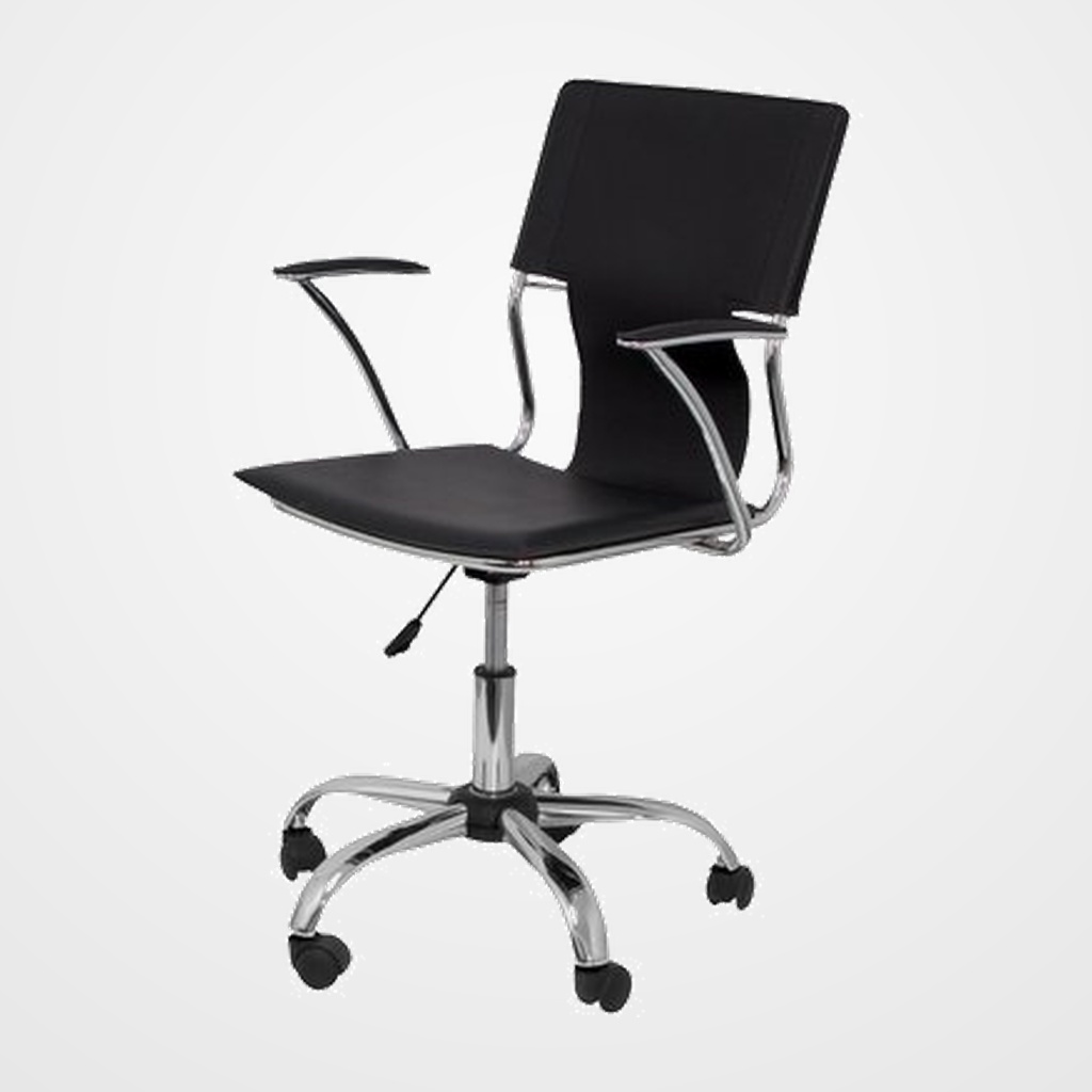 SILLA PIQUERAS Y CRESPO BOGARRA BRAZOS FIJOS MECANISMO BASICO GIRATORIA 360º ASIENTO Y RESPALDO TAPIZADOS SIMILPIEL NEGRO