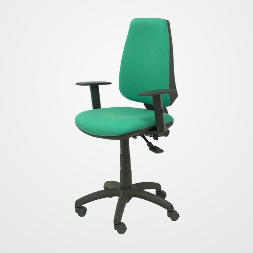 SILLA PIQUERAS Y CRESPO ELCHE S BRAZOS REGULABLES MECANISMO SINCRO de DOBLE MANETA GRAN CONFORTABILIDAD REGULABLE EN ALTURA RUEDAS de NYLON ASIENTO Y RESPALDO TAPIZADO BALI VERDE