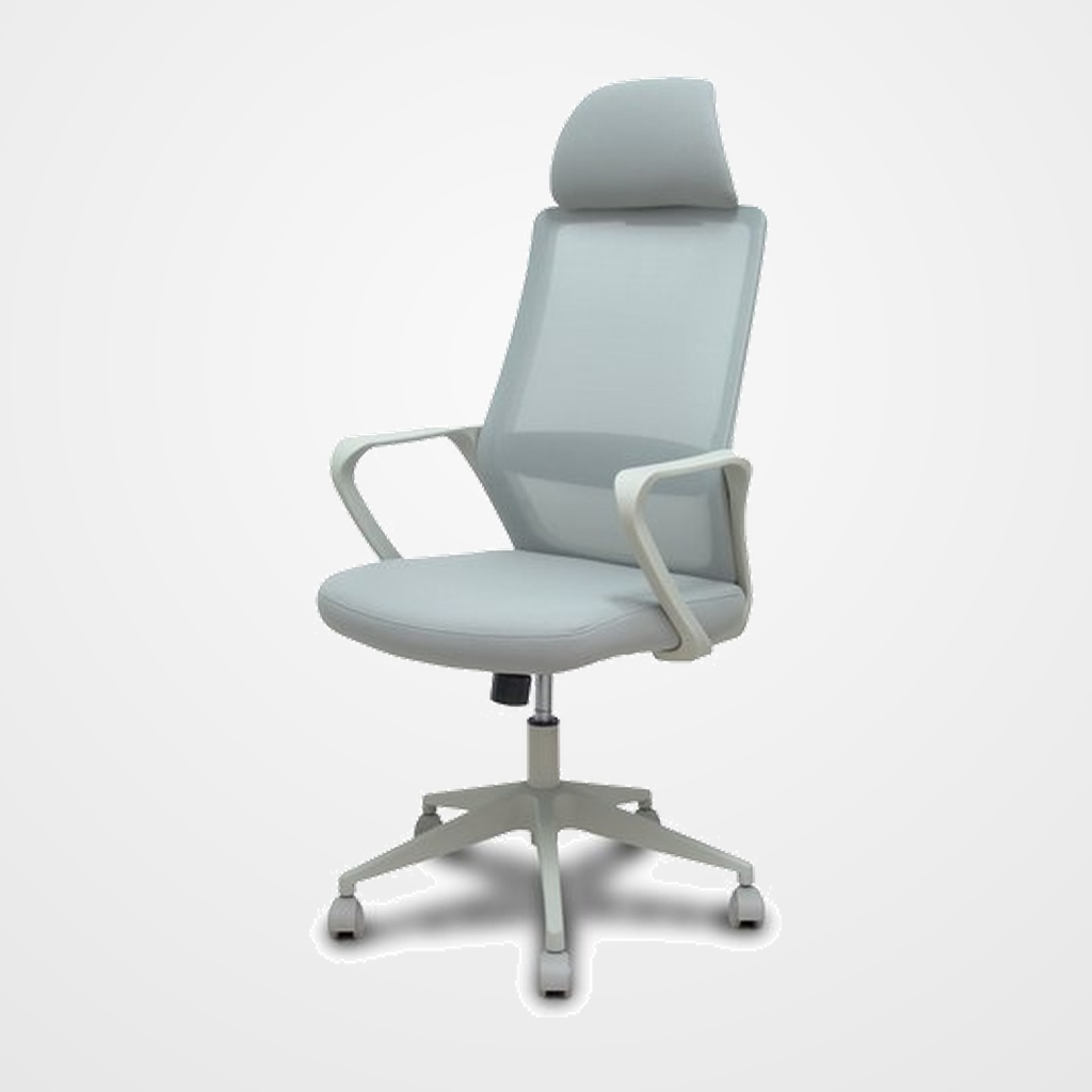 SILLA PIQUERAS Y CRESPO FOROL PRO 534 BRAZOS FIJOS CON CABECERO FIJO MECANISMO BASCULANTE RESPALDO DE MALLA Y ASIENTO TAPIZADO GRIS