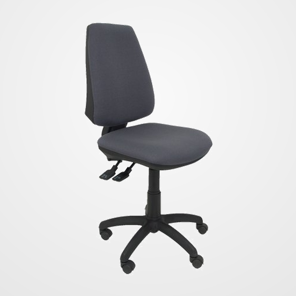 SILLA PIQUERAS Y CRESPO ELCHE S MECANISMO SINCRO de DOBLE MANETA GRAN CONFORTABILIDAD REGULABLE EN ALTURA RUEDAS de PARQUET ASIENTO Y RESPALDO TAPIZADO BALI GRIS OSCURO