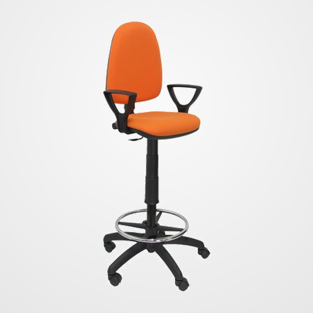 TABURETE PIQUERAS Y CRESPO AYNA BRAZOS FIJOS ERGOMICO MECANISMO DE CONTACTO PERMANENTE REGULABLE EN ALTURA Y ARO REPOSAPIES ASIENTO Y RESPALDO TAPIZADOS BALI NARANJA