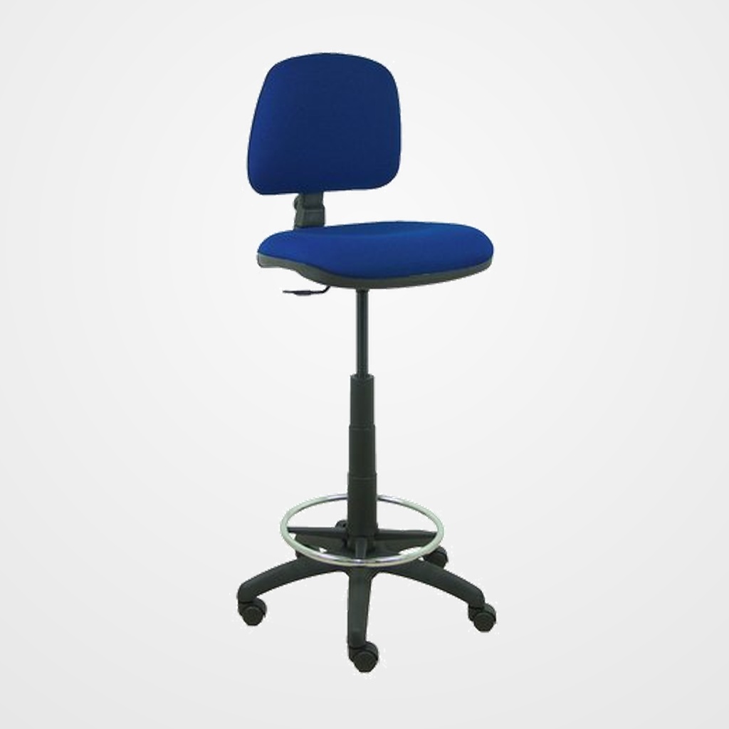 TABURETE PIQUERAS Y CRESPO ISSO ERGOMICO MECANISMO DE CONTACTO PERMANENTE REGULABLE EN ALTURA Y ARO REPOSAPIES ASIENTO Y RESPALDO TAPIZADOS BALI AZUL MARINO