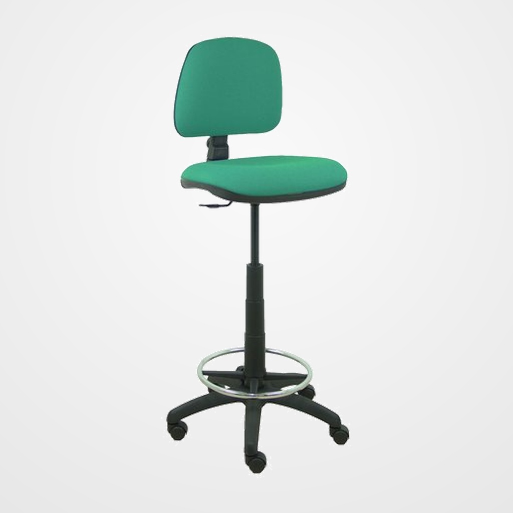 TABURETE PIQUERAS Y CRESPO ISSO ERGOMICO MECANISMO DE CONTACTO PERMANENTE REGULABLE EN ALTURA Y ARO REPOSAPIES ASIENTO Y RESPALDO TAPIZADOS BALI ESMERALDA