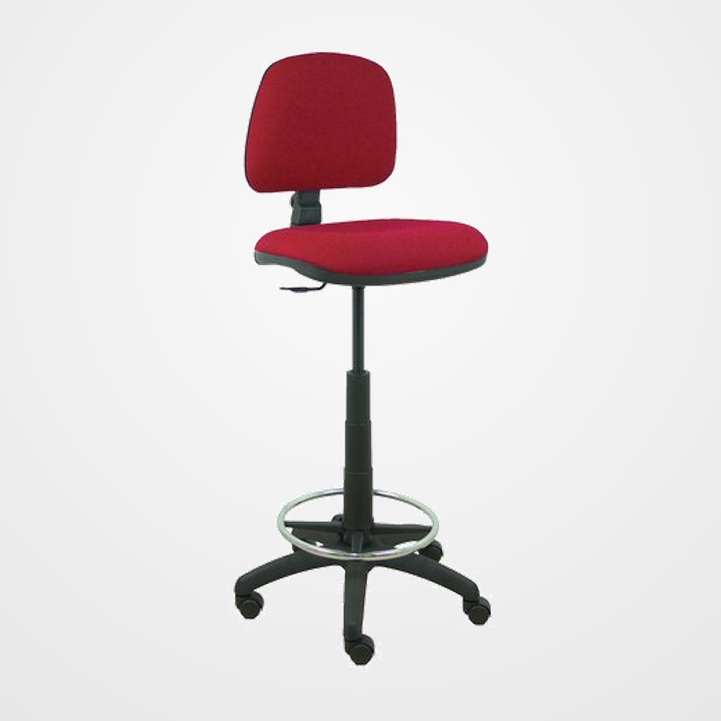 TABURETE PIQUERAS Y CRESPO ISSO ERGOMICO MECANISMO DE CONTACTO PERMANENTE REGULABLE EN ALTURA Y ARO REPOSAPIES ASIENTO Y RESPALDO TAPIZADOS BALI GRANATE